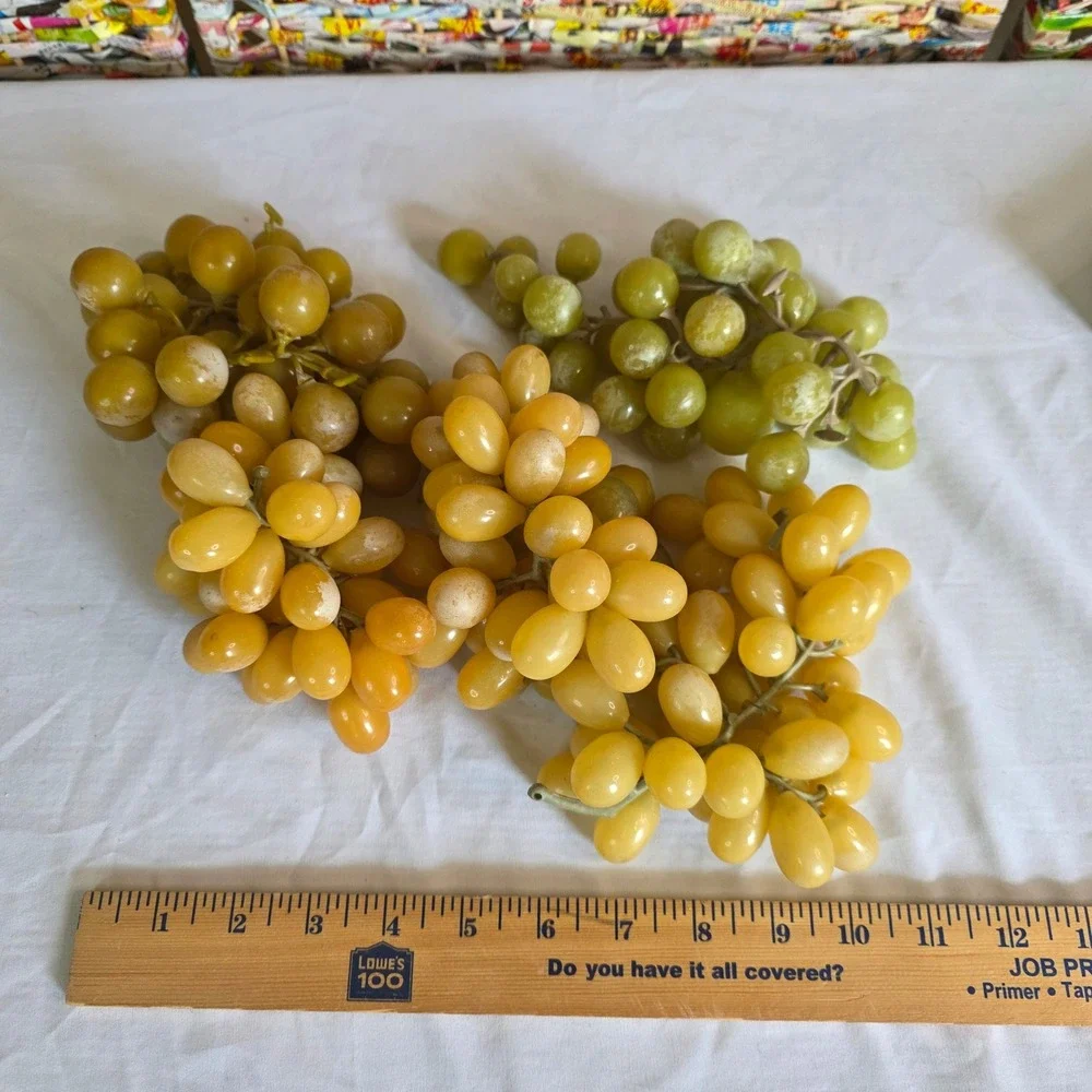 Vintage MCM Lucite Acrylic Grape Clusters Amber Yellow Green Set of 4 Decor